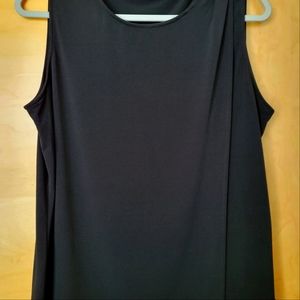 Tahari Womens Black Overlap Sleeveless Top Size-L